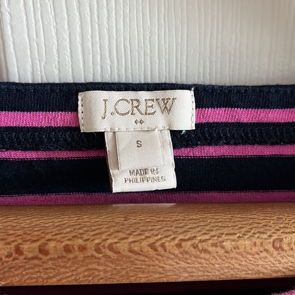 J. Crew Navy & Pink Striped Boat Neck Long Sleeve Top Size Small - Picture 4 of 5